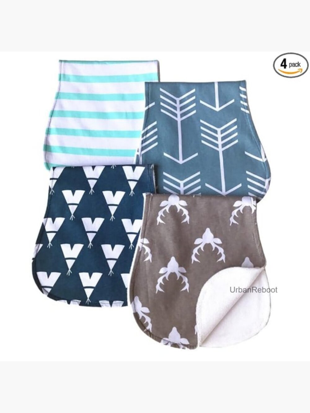 Curved Absorbent Cotton Burp Cloths 4 Pack Baby